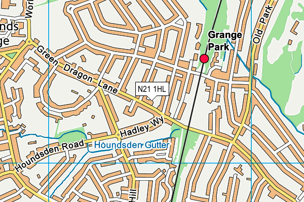 N21 1HL map - OS VectorMap District (Ordnance Survey)