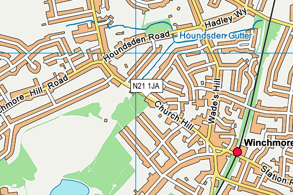 N21 1JA map - OS VectorMap District (Ordnance Survey)