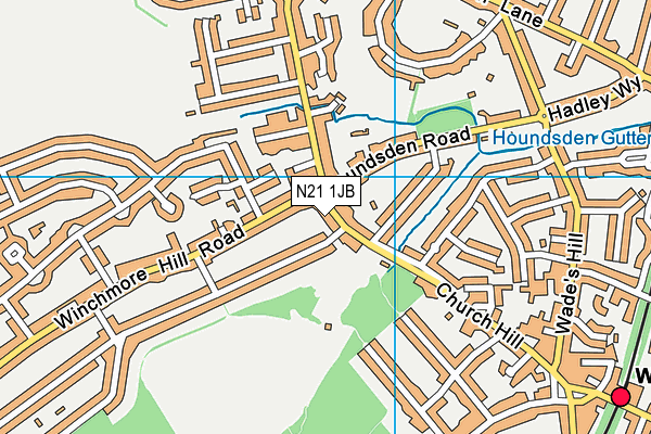 N21 1JB map - OS VectorMap District (Ordnance Survey)