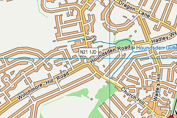 N21 1JD map - OS VectorMap District (Ordnance Survey)