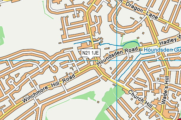 N21 1JE map - OS VectorMap District (Ordnance Survey)