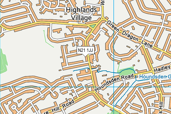 N21 1JJ map - OS VectorMap District (Ordnance Survey)