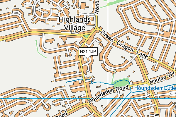 N21 1JP map - OS VectorMap District (Ordnance Survey)