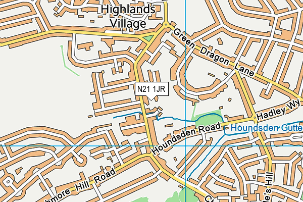 N21 1JR map - OS VectorMap District (Ordnance Survey)