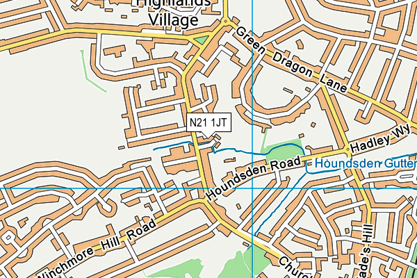 N21 1JT map - OS VectorMap District (Ordnance Survey)