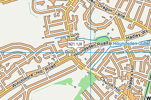 N21 1JX map - OS VectorMap District (Ordnance Survey)