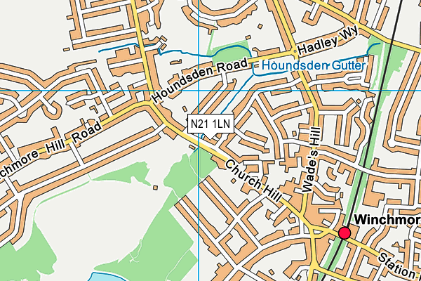 N21 1LN map - OS VectorMap District (Ordnance Survey)