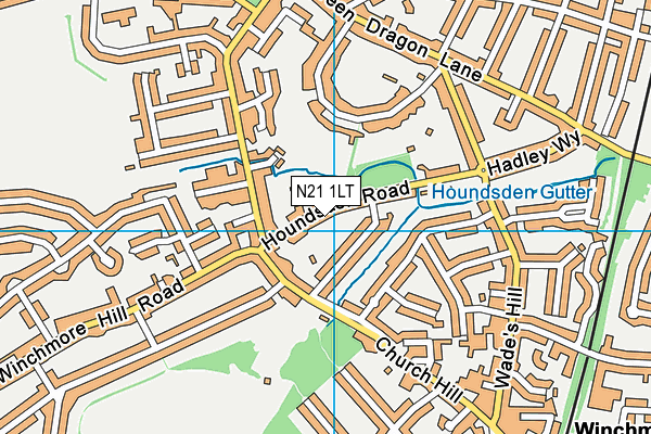 N21 1LT map - OS VectorMap District (Ordnance Survey)