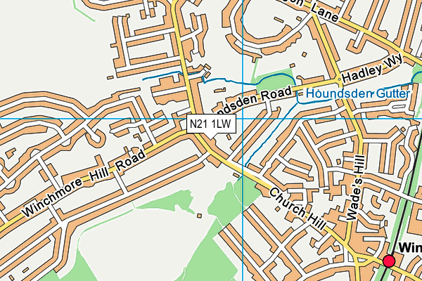 N21 1LW map - OS VectorMap District (Ordnance Survey)