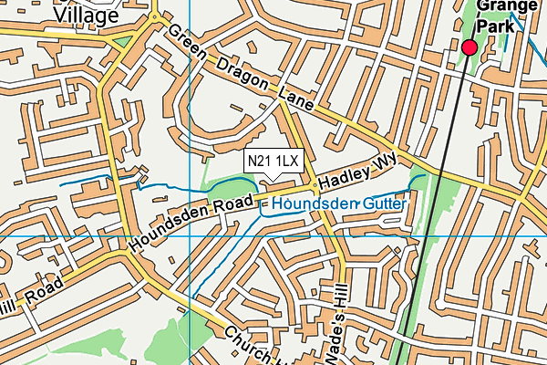 N21 1LX map - OS VectorMap District (Ordnance Survey)