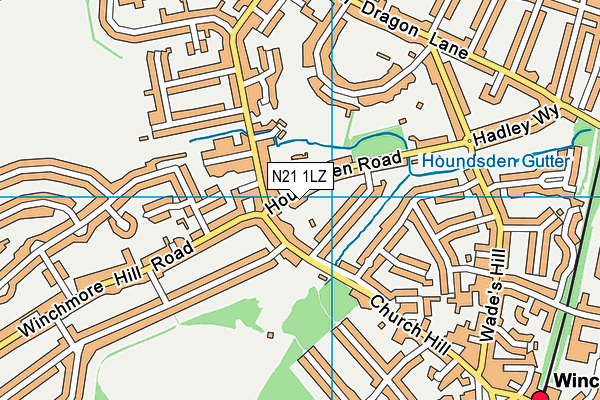 N21 1LZ map - OS VectorMap District (Ordnance Survey)