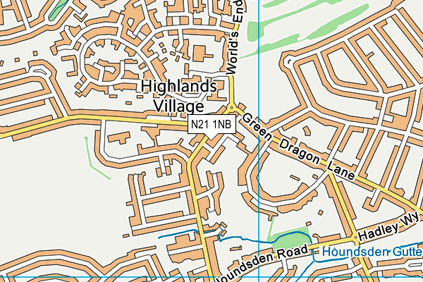 N21 1NB map - OS VectorMap District (Ordnance Survey)