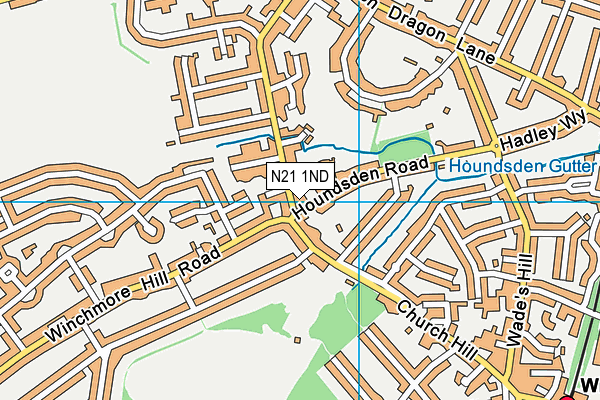 N21 1ND map - OS VectorMap District (Ordnance Survey)