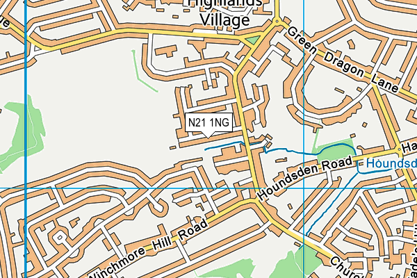 N21 1NG map - OS VectorMap District (Ordnance Survey)