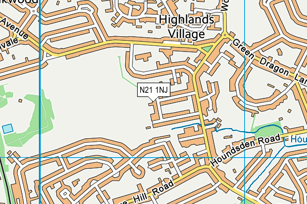 N21 1NJ map - OS VectorMap District (Ordnance Survey)