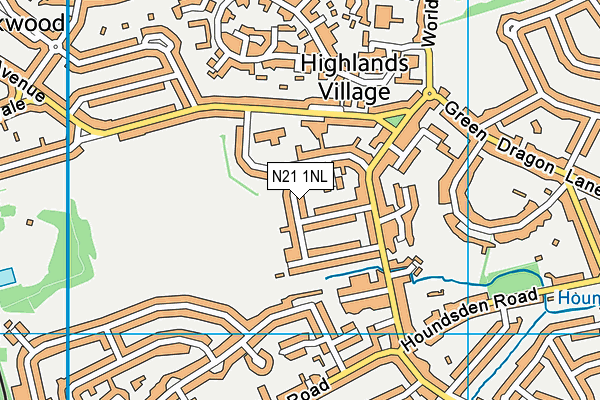 N21 1NL map - OS VectorMap District (Ordnance Survey)