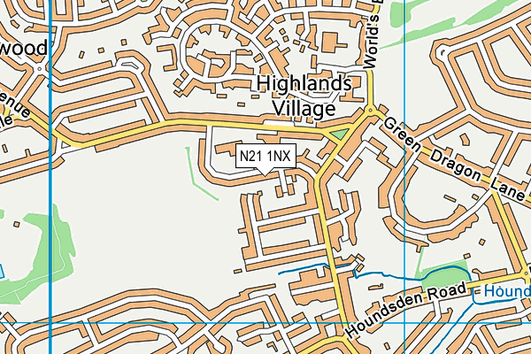 N21 1NX map - OS VectorMap District (Ordnance Survey)