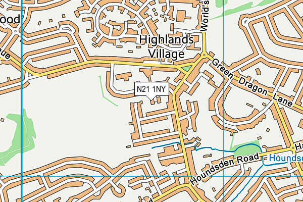 N21 1NY map - OS VectorMap District (Ordnance Survey)