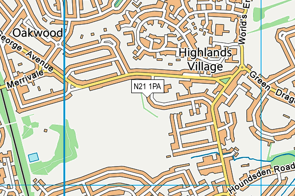 N21 1PA map - OS VectorMap District (Ordnance Survey)