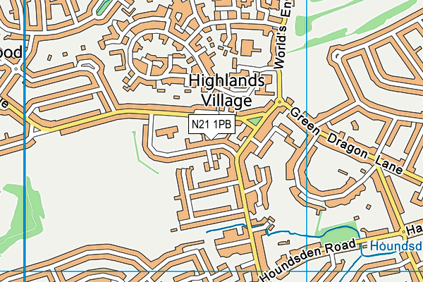 N21 1PB map - OS VectorMap District (Ordnance Survey)