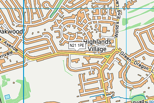 N21 1PE map - OS VectorMap District (Ordnance Survey)