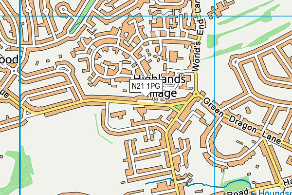 N21 1PG map - OS VectorMap District (Ordnance Survey)