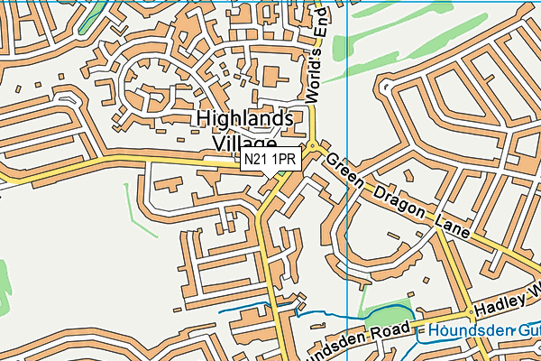 N21 1PR map - OS VectorMap District (Ordnance Survey)