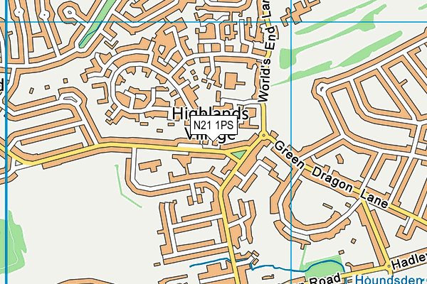 N21 1PS map - OS VectorMap District (Ordnance Survey)