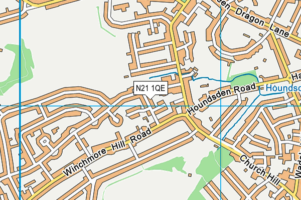 N21 1QE map - OS VectorMap District (Ordnance Survey)