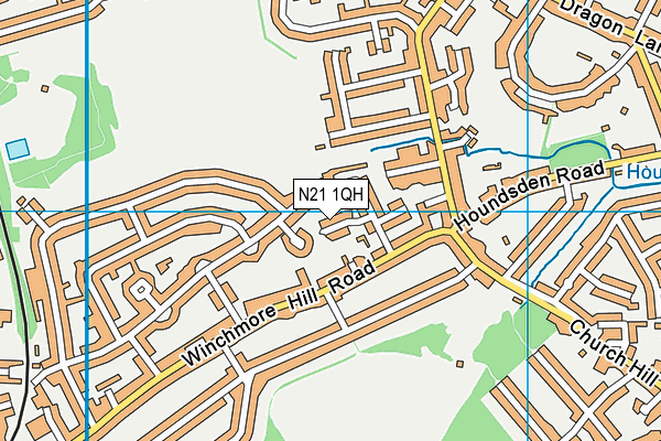 N21 1QH map - OS VectorMap District (Ordnance Survey)