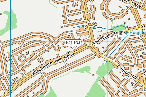 N21 1QJ map - OS VectorMap District (Ordnance Survey)