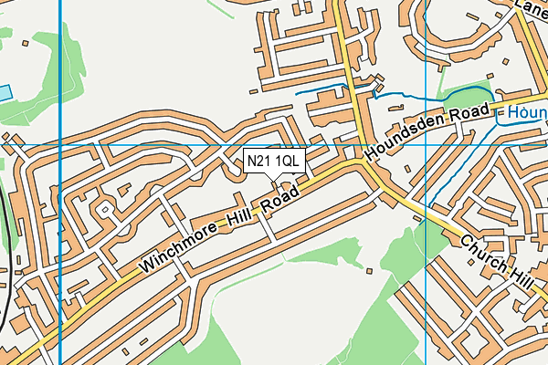 N21 1QL map - OS VectorMap District (Ordnance Survey)