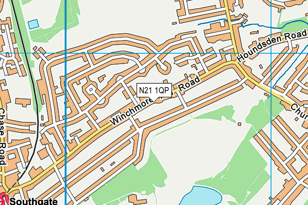 N21 1QP map - OS VectorMap District (Ordnance Survey)