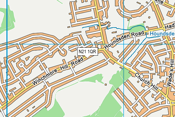 N21 1QR map - OS VectorMap District (Ordnance Survey)