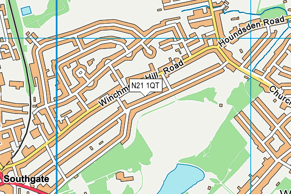 N21 1QT map - OS VectorMap District (Ordnance Survey)