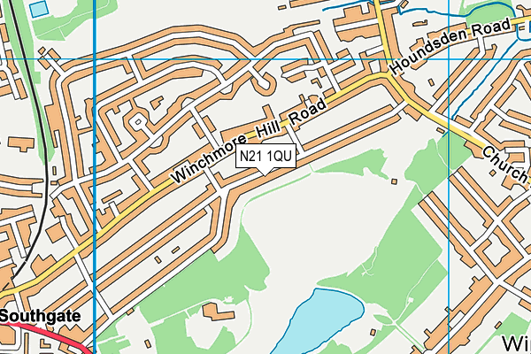 Grovelands Park map (N21 1QU) - OS VectorMap District (Ordnance Survey)