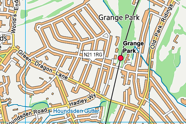 N21 1RG map - OS VectorMap District (Ordnance Survey)