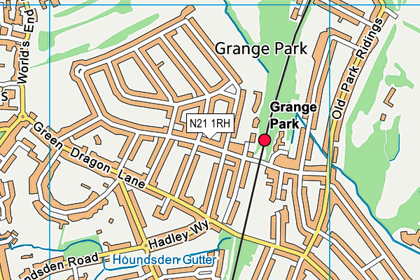 N21 1RH map - OS VectorMap District (Ordnance Survey)