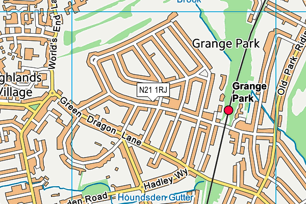 N21 1RJ map - OS VectorMap District (Ordnance Survey)