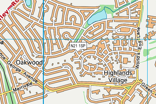 N21 1SP map - OS VectorMap District (Ordnance Survey)