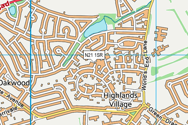 N21 1SR map - OS VectorMap District (Ordnance Survey)