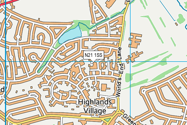 N21 1SS map - OS VectorMap District (Ordnance Survey)