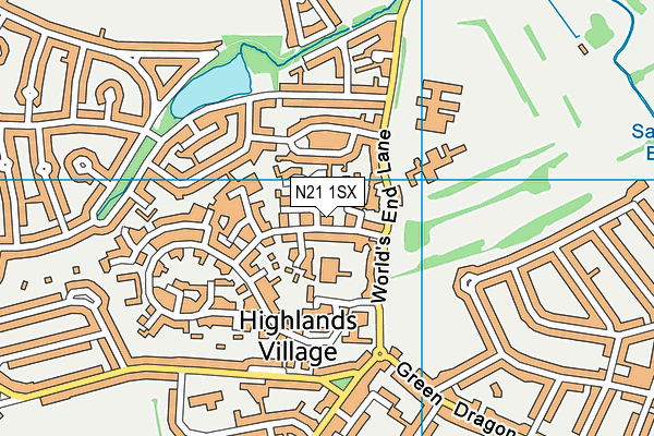 N21 1SX map - OS VectorMap District (Ordnance Survey)