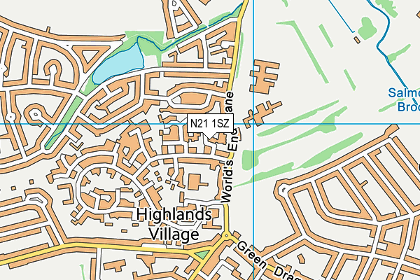 N21 1SZ map - OS VectorMap District (Ordnance Survey)