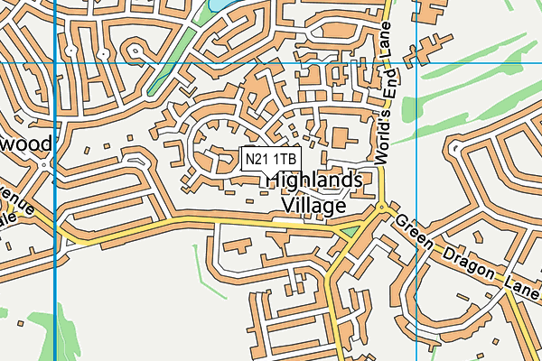 N21 1TB map - OS VectorMap District (Ordnance Survey)