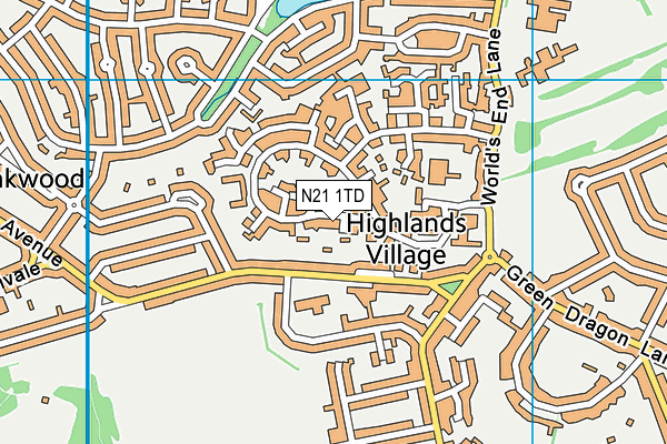 N21 1TD map - OS VectorMap District (Ordnance Survey)