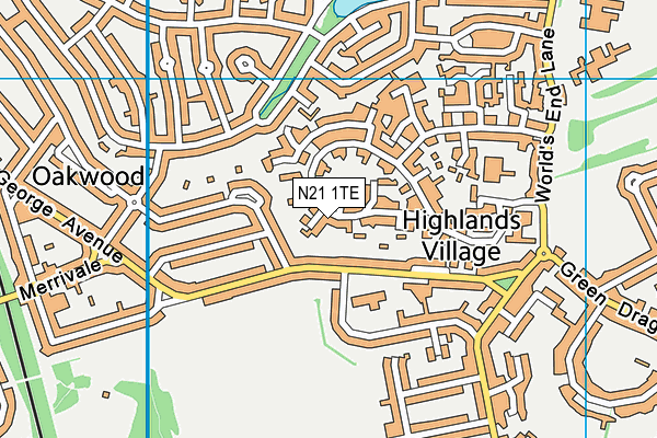 N21 1TE map - OS VectorMap District (Ordnance Survey)