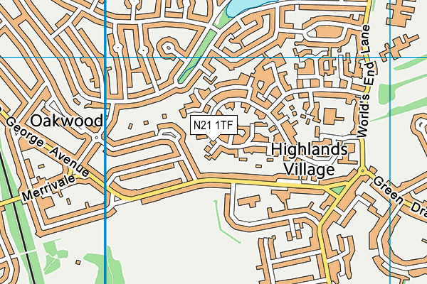 N21 1TF map - OS VectorMap District (Ordnance Survey)