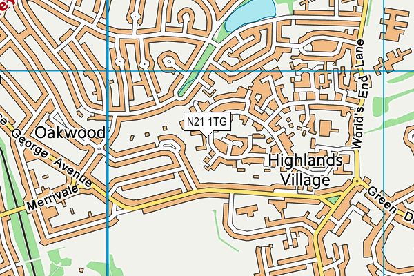 N21 1TG map - OS VectorMap District (Ordnance Survey)