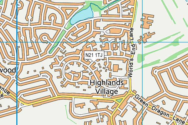N21 1TJ map - OS VectorMap District (Ordnance Survey)